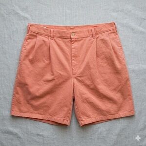 Vintage Bonded Cotton Co Pleated Chino Shorts 38 Salmon Pink Made in USA